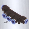 Triple branch union one touch tube pneumatic fittings