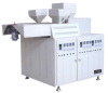 Plastic extruding machine with three feed-in mouths