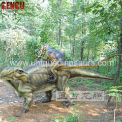 Dinosaur fighting scene