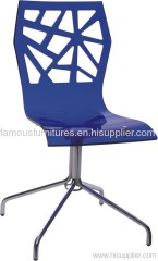 acrylic dining chair with chromed steel legs