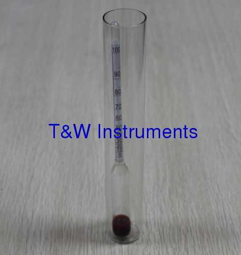 Alcoholometer with glass cylinder