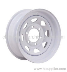15 inch 15×6 mini steel white Trailer wheel rims with 6 bolts 8 spokes