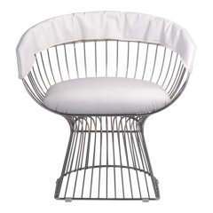 White Eames Wire Chair Chromed Steel with PVC Cushion