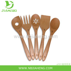 Pampered Chef 5 Wooden Bamboo Utensils Spoons New