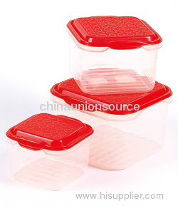 3pcs Plastic Food Container Set With Red Cover