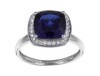 10k white gold jewelry,created sapphire ring ,1.10ct TDW diamond ring,fine jewelry