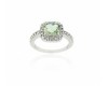 Sterling Silver Green Amethyst and Diamond Accent Square Ring,925 silver jewelry