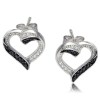 Heart Shaped Two Tone Cubic Zirconia Sterling Silver Fashion Earrings,silver jewelry,fine jewelry, 925 silver earrings