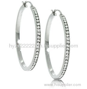 Sterling Silver Cubic Zirconia CZ Eternity Hoop Earrings,925 silver jewelry,fine jewelry