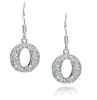 Sterling Silver Cubic Zirconia Circle O Dangle Earings,925 silver jewelry,fine jewelry