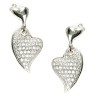 Serendipity Sterling Silver Cubic Zirconia Micro Pave Heart Dangle Earrings,925 silver jewelry,fine jewelry