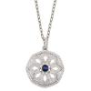 14k Gold Sapphire Diamond Necklace,Diamond Pendant,Fine jewelry