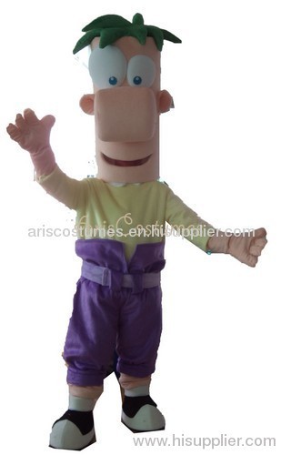 cartoon character phineas and ferb mascot costume