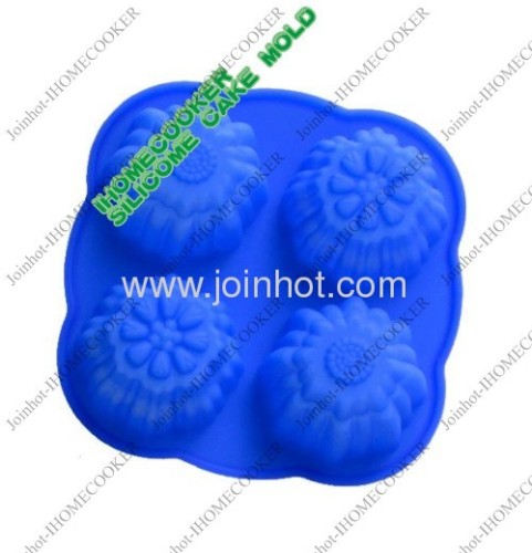 4 trays flower shape silicone cake pan mold