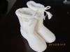 White wool knitted boots