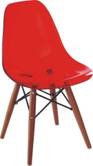 High Quality Red Baby Wood Base Plastic Seat Side Chair Dining Indoor Chairs