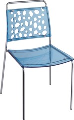 Blue Crystal Plastic Dining Side Chair Hollow Style Back Office Furniture Chairs