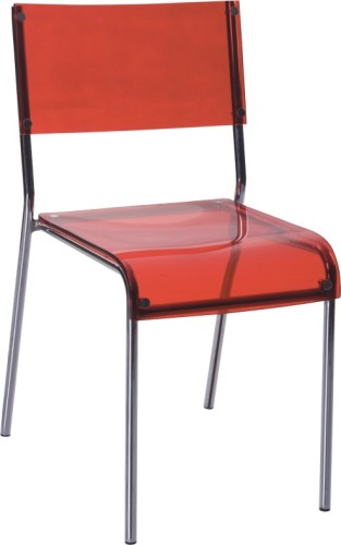 Red Crystal Plastic Dining Chair Chromed Frame Outdoor Home Furniture Chair Store