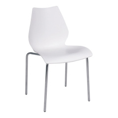 Fashion Clear white polypropene PP Stable Maui hair Side Chair Plastic Seat Chromed Legs Dining Room furniture Chairs