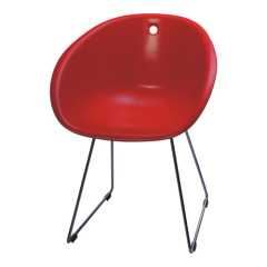 Fashion Red PP Armchair with Steel Base Dining Office Reception Arm chair living room chairs wholesale