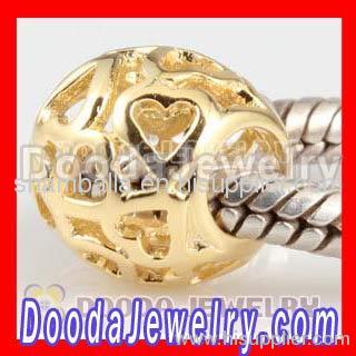 Gold european Heart Charms Bead