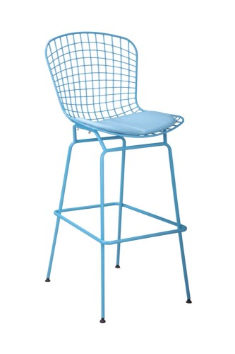 Modern blue Powder Coated and PVC removable Cushion Bar Chair footrest barstools counter coffee side chairs bar stools