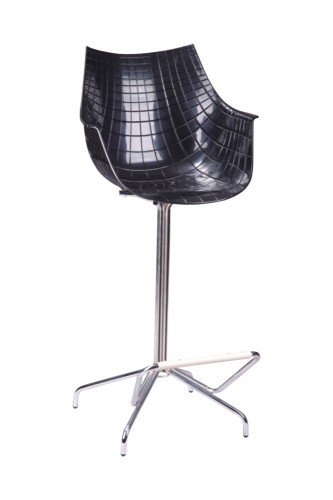 Modern Black ABS Mode Bar Chair plastic seat chromed base barstools squared footrest ergonomis chairs