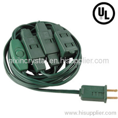 US Christmas Tree cord including 3 sockets and 1 switch