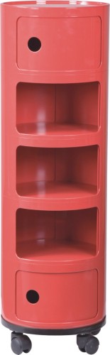 Wholesale manufacturer from China Red Wheeled Storage Rack 5 Units Living Room Furniture Round Boxes Suppliers