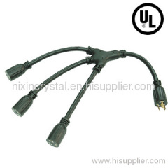 US Power adaptor cord set, 1 to 3, W shape