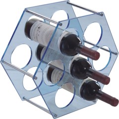 Modern plastic sky blue hexagon Wine Rack 7 bottles storage homeware wineracks