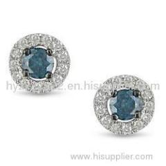 18k white gold blue topaz and diamond earrings,diamond earrings,gemstone earrings,fine jewelry
