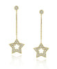 18k over sterling silver cubic zironia dangle star earrings,925 silver jewelry,fashion jewellery