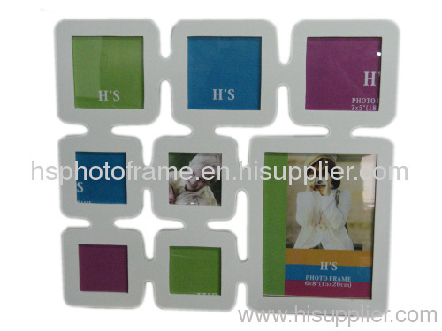 Wooden Photo Frame ,8 Opening ,White Colour