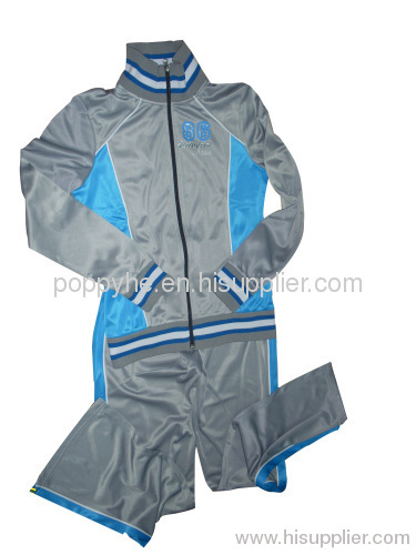 Ladies 100%polyester tracksuit with Rhineston printed