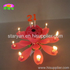 Rotating-chrysanthemum number flower musical birthday candles