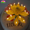 Rotating double-deck lotus flower muscial candle for birthday