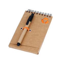 Recycled notebook with recycled ballpen