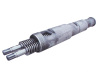 Conical twin screw barrel for granulator