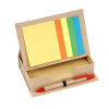 Sticky memo set with recycled pen