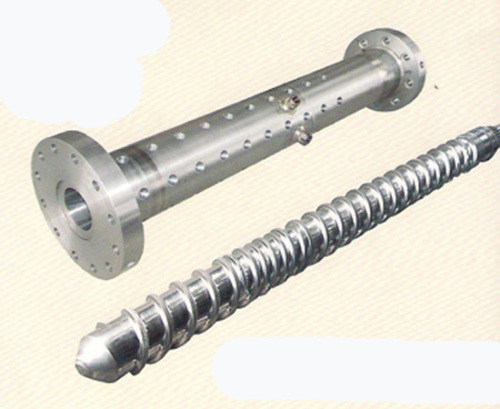 Rubber machine screw and cylinder for extruder