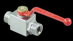 male thread hydraulic high pressure stop ball valves with red steel handle