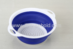 8'' small round shape plastic collapsible colander
