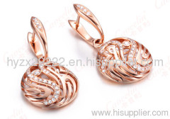 sterling silver rose gold plated diamond earrings,925 silver jewelry,fine jewelry
