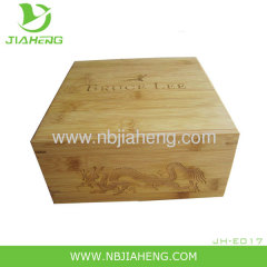 Small Laser Engraved Bamboo Tea Jewelry Box Koi