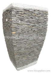 Natural stacked stone flower pot