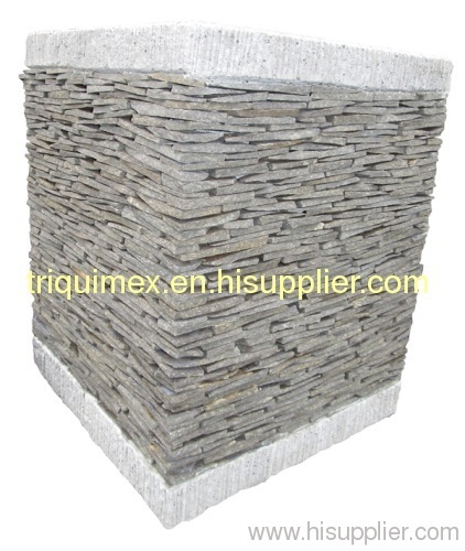 Natural stacked stone square flower pot