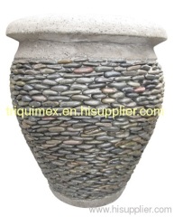 Stacked pebble stone flower pot
