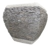 Natural stacked stone square flower pot