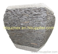 Natural stacked stone square flower pot